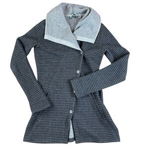 prAna Womens Milana Jacket Black Grey Wool Snap Closure Zip Pockets Size XS